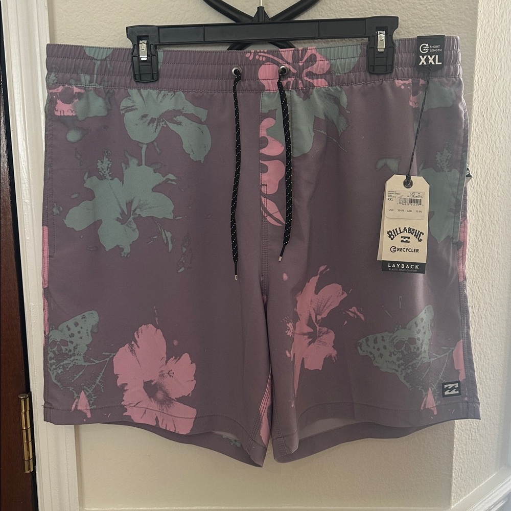 Billabong Purple Floral Swim Shorts XXL